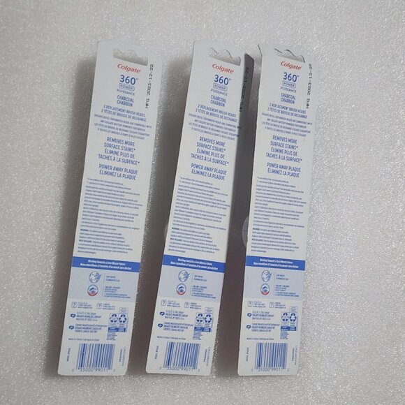 Colgate 360 Power Charcoal Soft 2 Replacement Brush Heads 3 packs Lot New - Picture 2 of 5